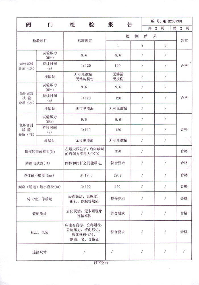 檢驗(yàn)報(bào)告-全焊接球閥